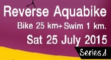 Reverse Aquabike bike 25 k+ swim 1 k Team Relays 25 July 2015